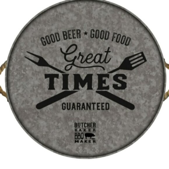 Open Road Brands Butcher Baker BBQ Maker Galvanized Tin Serving Trey NWOT - Picture 12 of 12